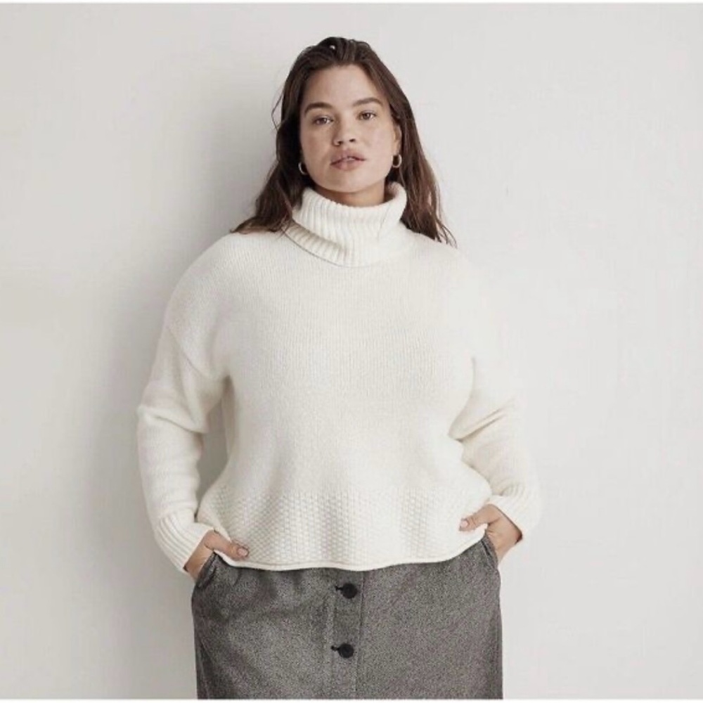 NWT Madewell Plus Sadler Turtleneck Sweater. Ivory. Sz 3X